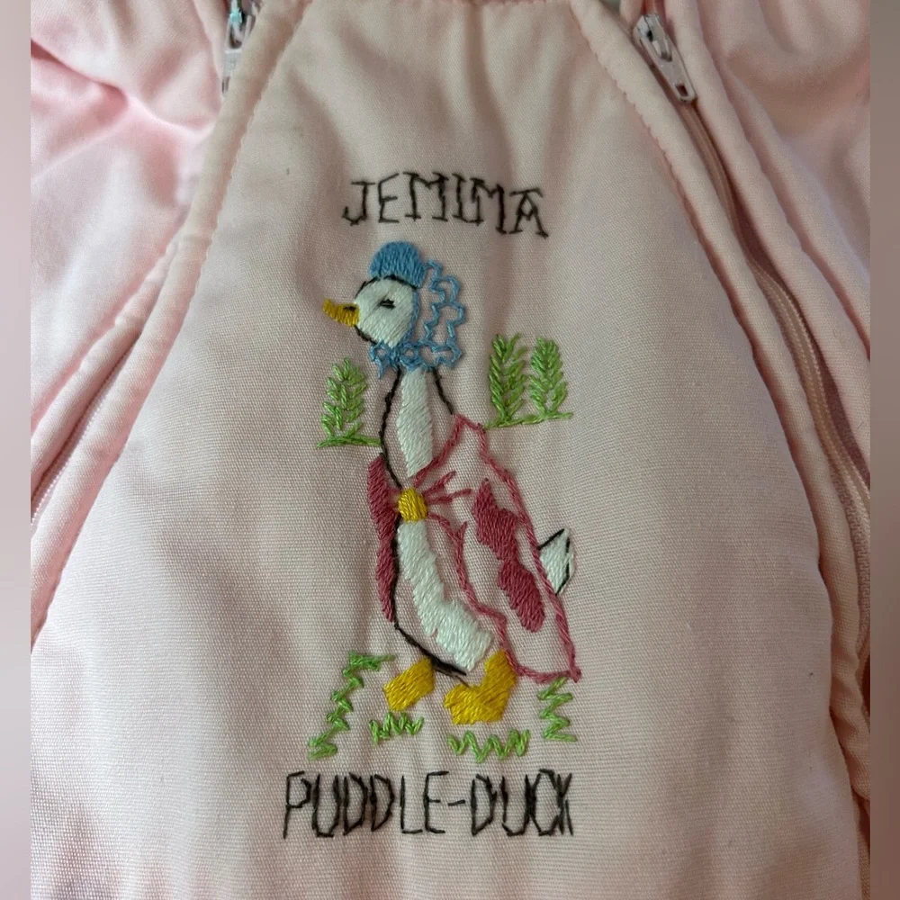 VINTAGE BEATRIX POTTER Quiltex Puddle‎ Duck Pink Snowsuit Infant Embroidered